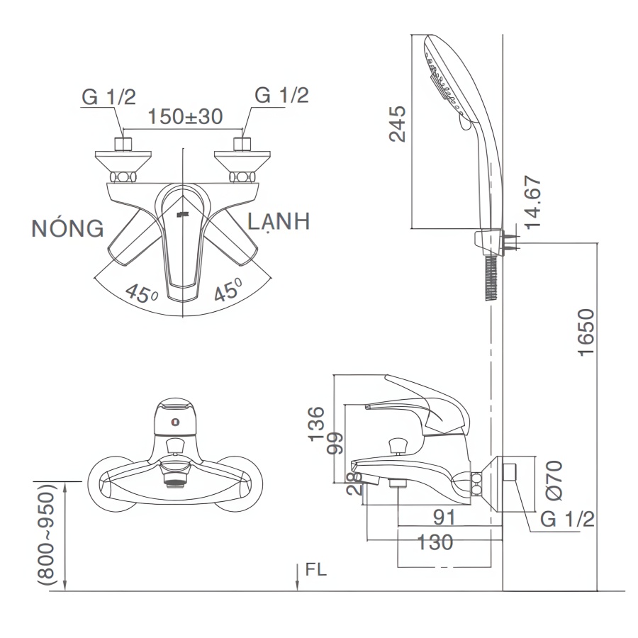 Vòi Sen Tắm Inax BFV-3003S-1C (BFV3003S1C) Tay Sen Massage