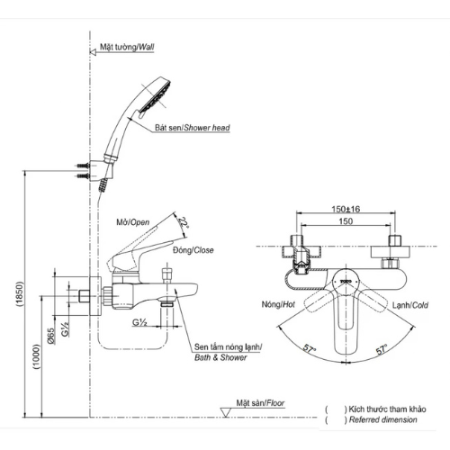Vòi Sen Tắm TOTO TBG03302VA/TBW01010V Nóng Lạnh