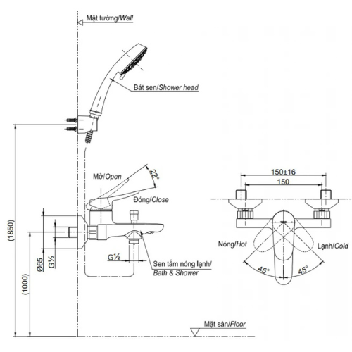 Vòi Sen Tắm TOTO TBS04302V/DGH108ZR Nóng Lạnh