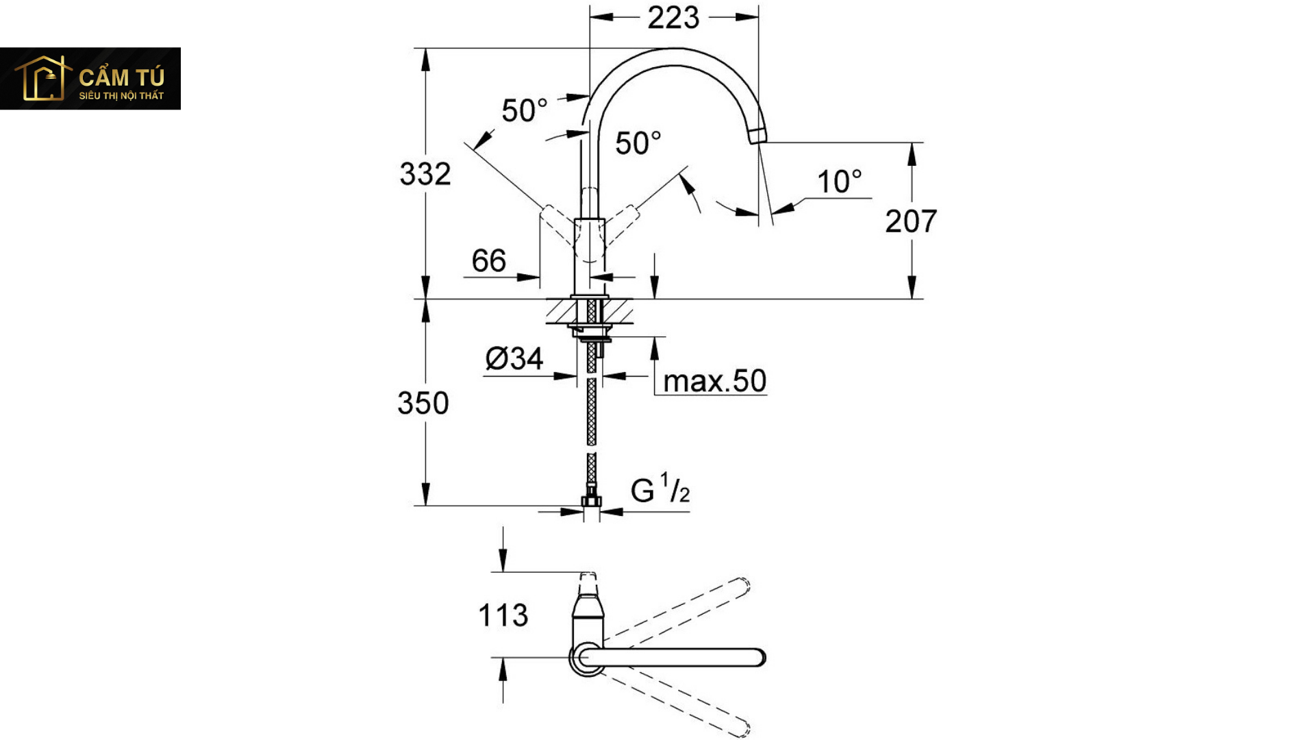 Vòi Bếp Grohe BauFlow 31230000 Nóng Lạnh