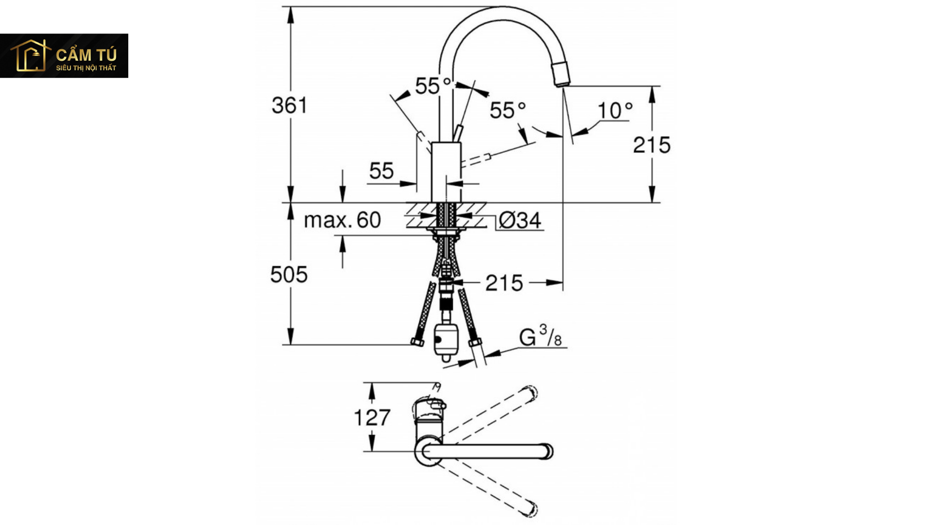 Vòi Bếp Grohe Concetto 32663001 Dây Rút