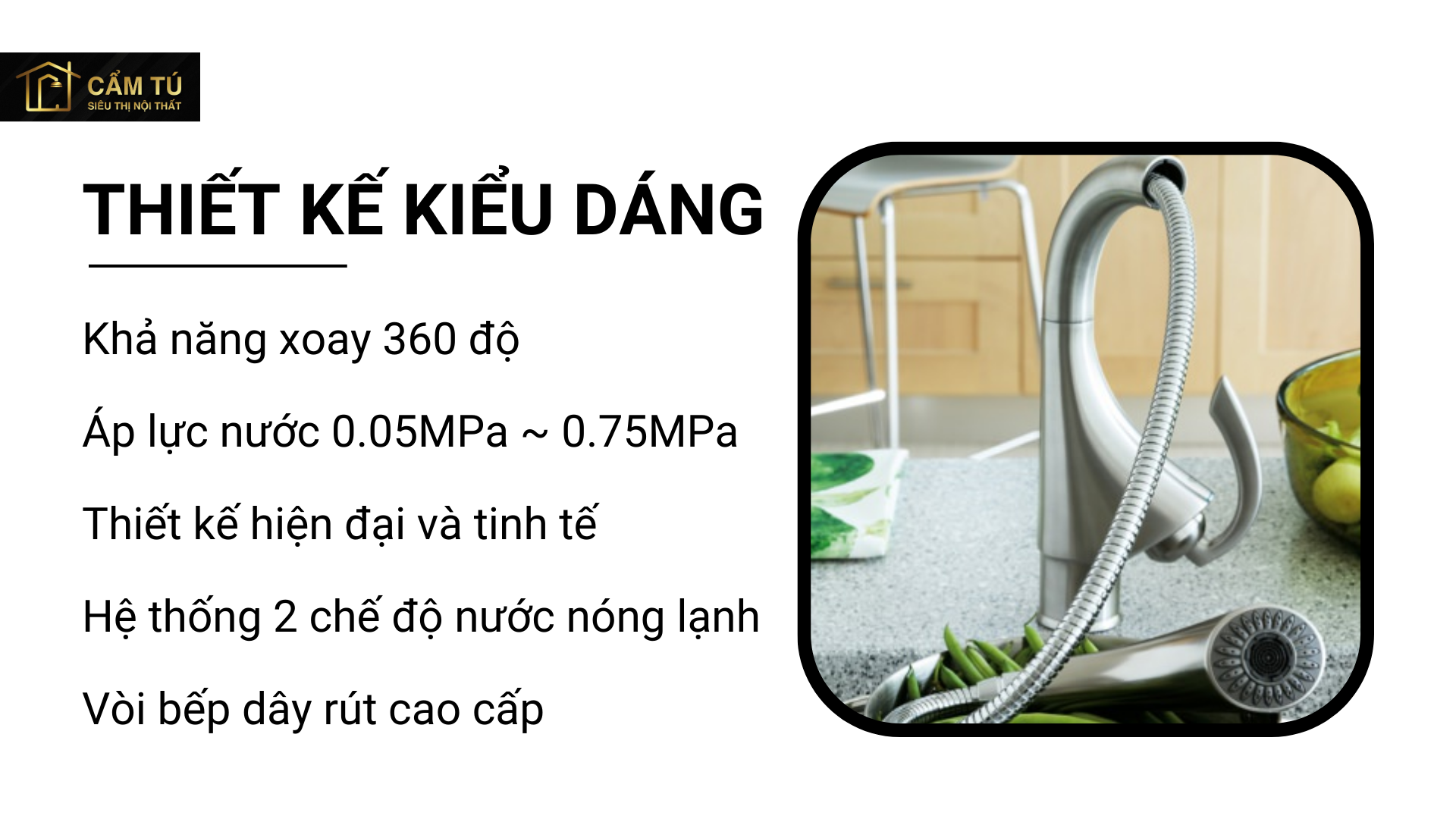 Vòi Bếp Grohe K4 33782000 Dây Rút Nóng Lạnh