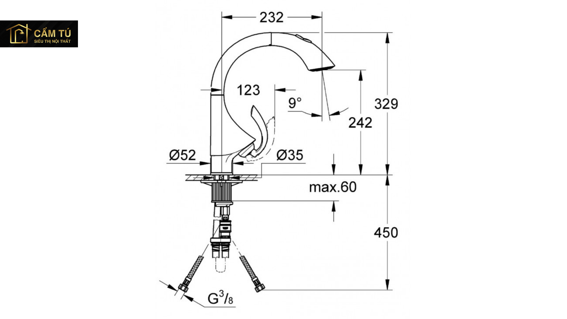 Vòi Bếp Grohe K4 33782000 Dây Rút Nóng Lạnh