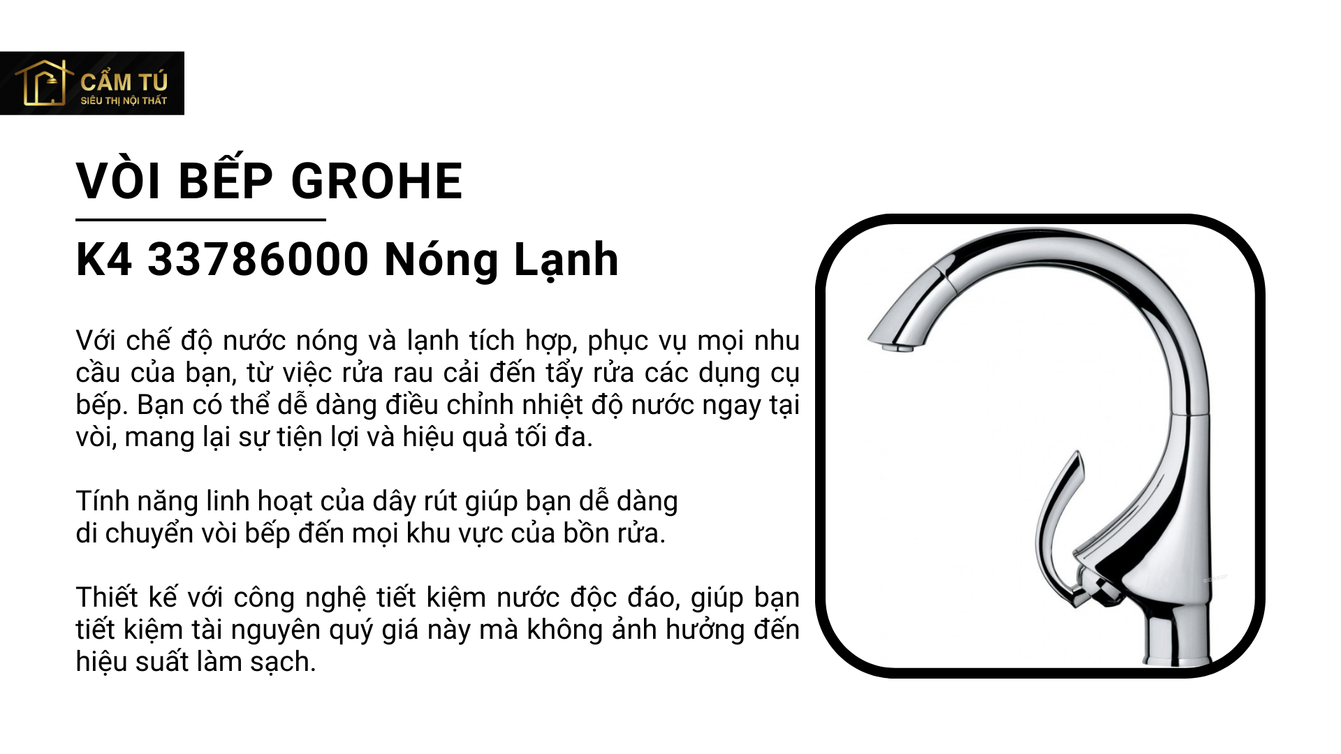 Vòi Bếp Grohe K4 33786000 Nóng Lạnh