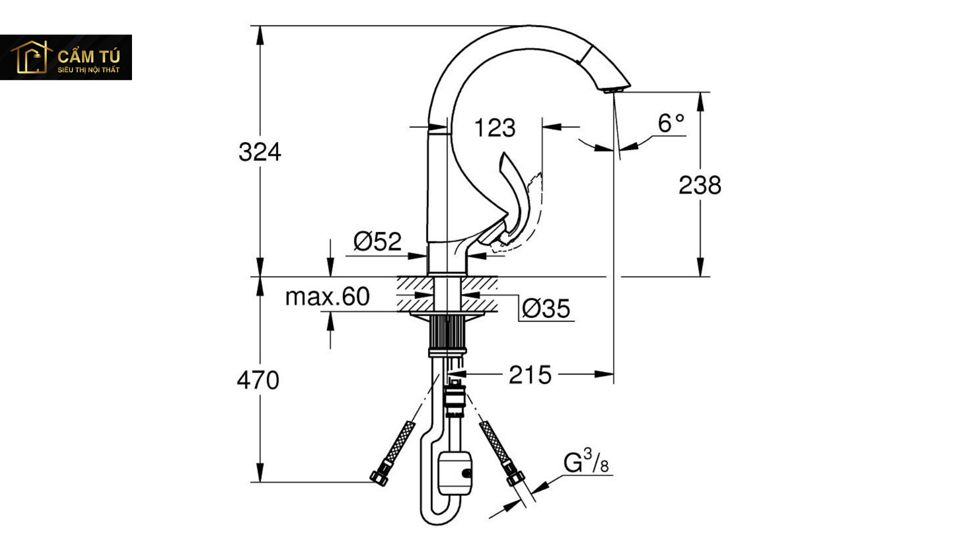 Vòi Bếp Grohe K4 33786000 Nóng Lạnh