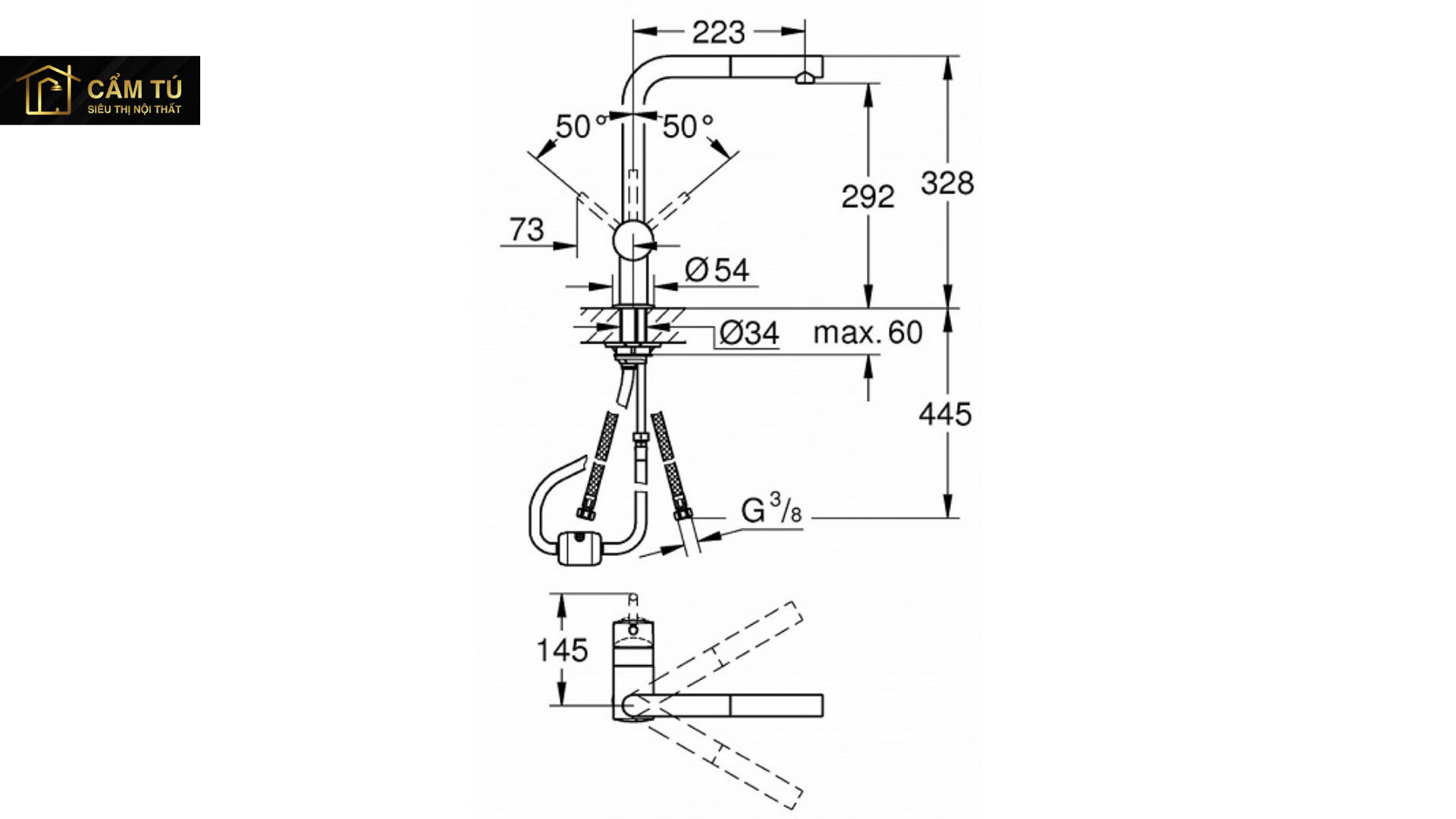Vòi Bếp Grohe Minta 32168000 Dây Rút