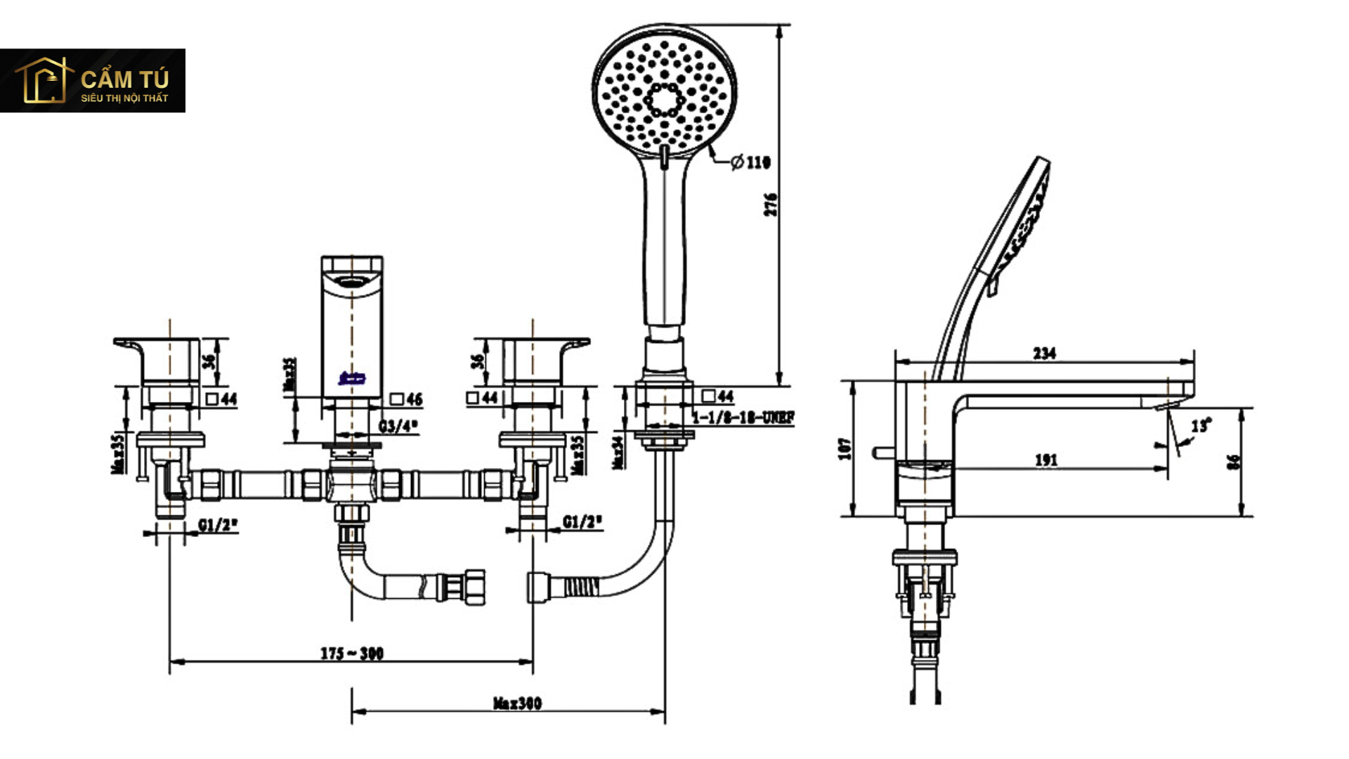 Vòi Xả Bồn Tắm American Standard WF-1300 (WF1300) Acacia Nóng Lạnh