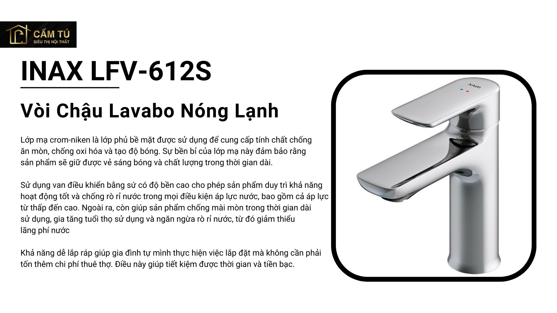 Vòi Chậu Lavabo Inax LFV-612S Nóng Lạnh