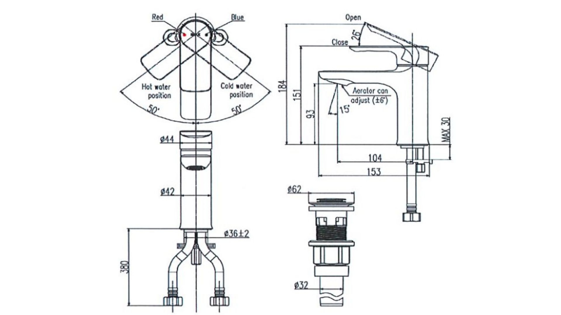 Vòi Chậu Lavabo Inax LFV-612S Nóng Lạnh