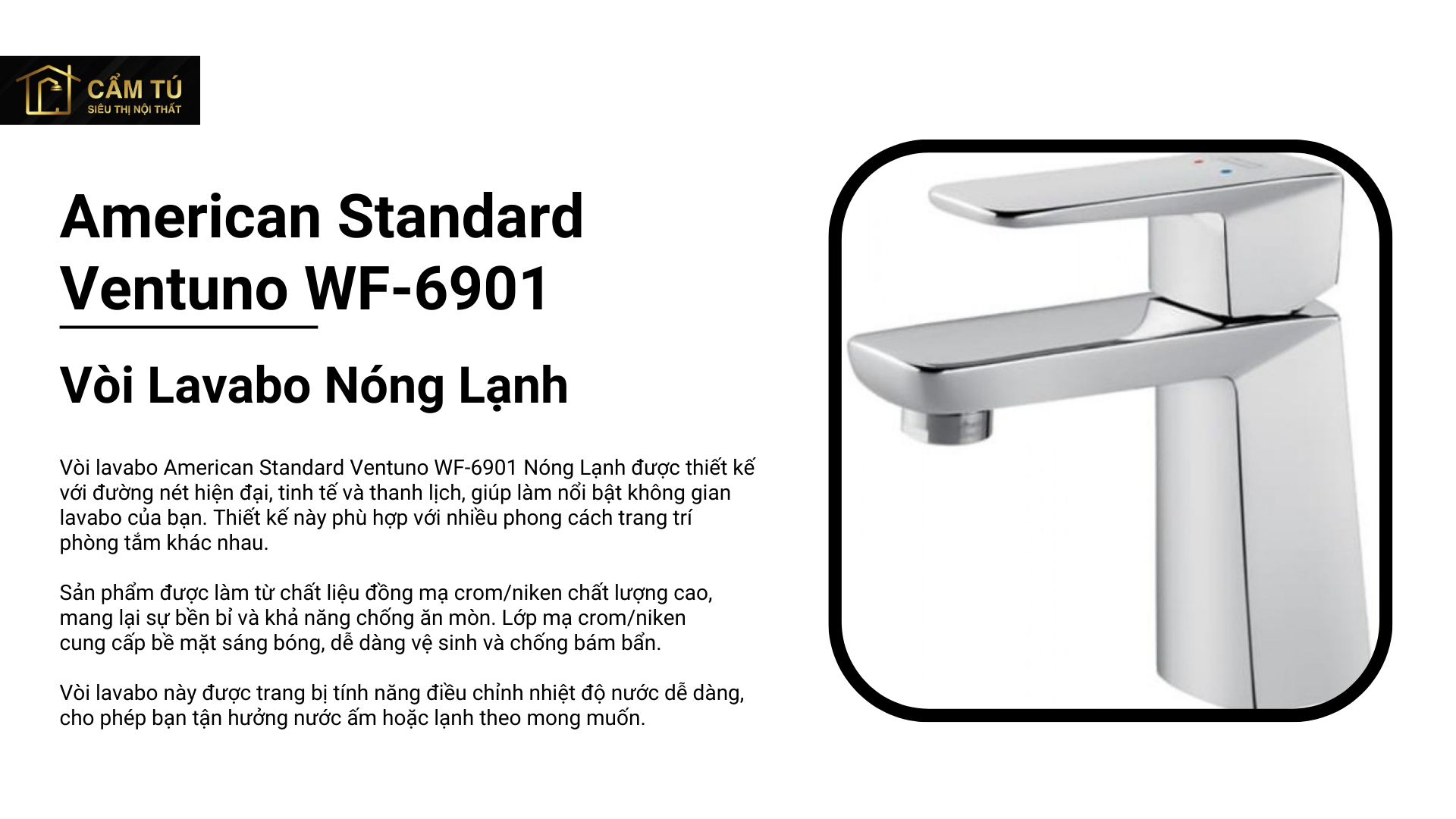 Vòi Lavabo Nóng Lạnh American Standard WF-6901 Ventuno
