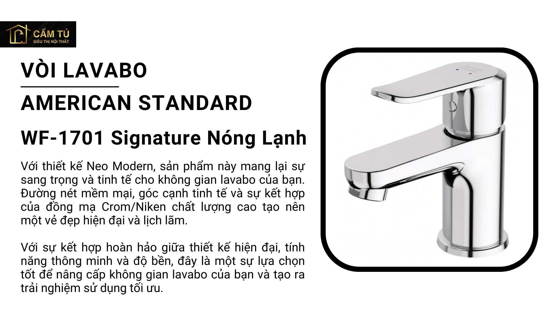Vòi Lavabo Nóng Lạnh American Standard WF-0701 Neo Modern