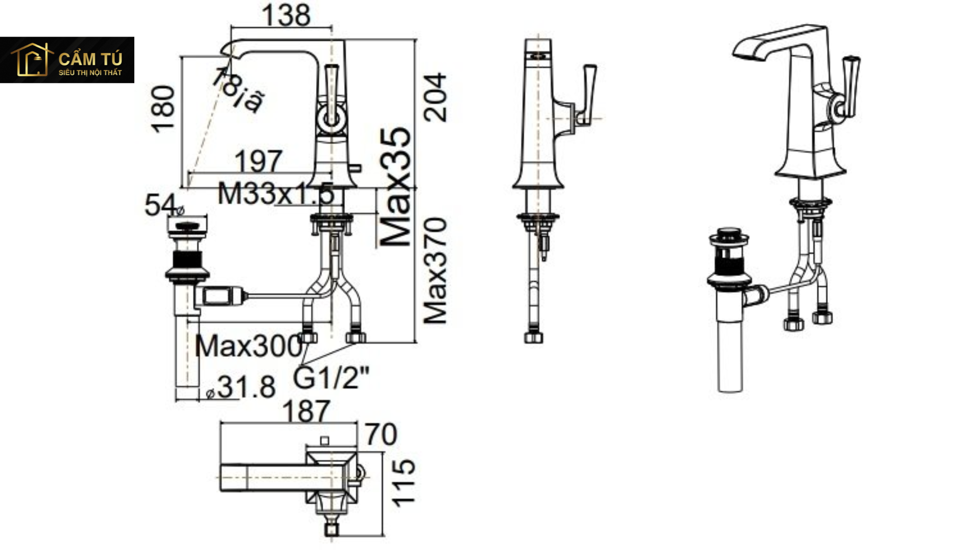 Vòi Lavabo Nóng Lạnh American Standard WF-1601 Kastello