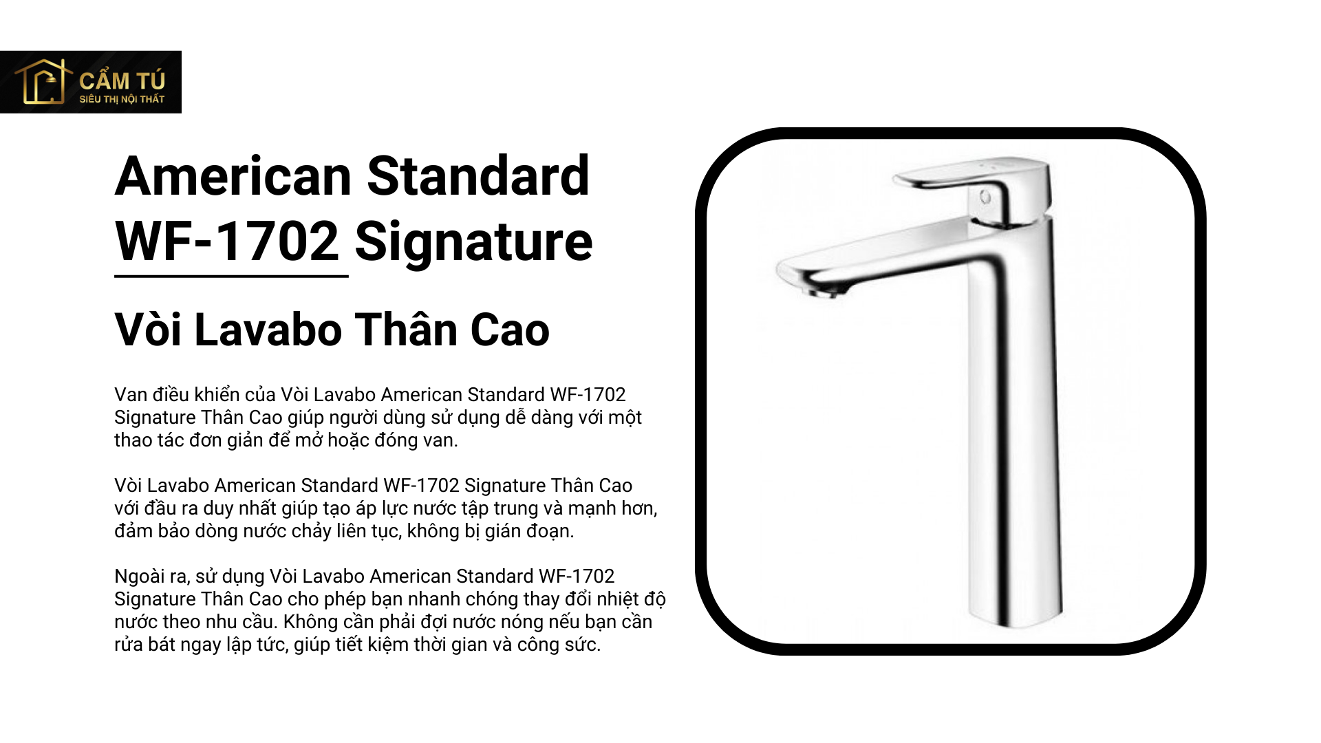 Vòi Lavabo Nóng Lạnh American Standard WF-1702 Signature Thân Cao