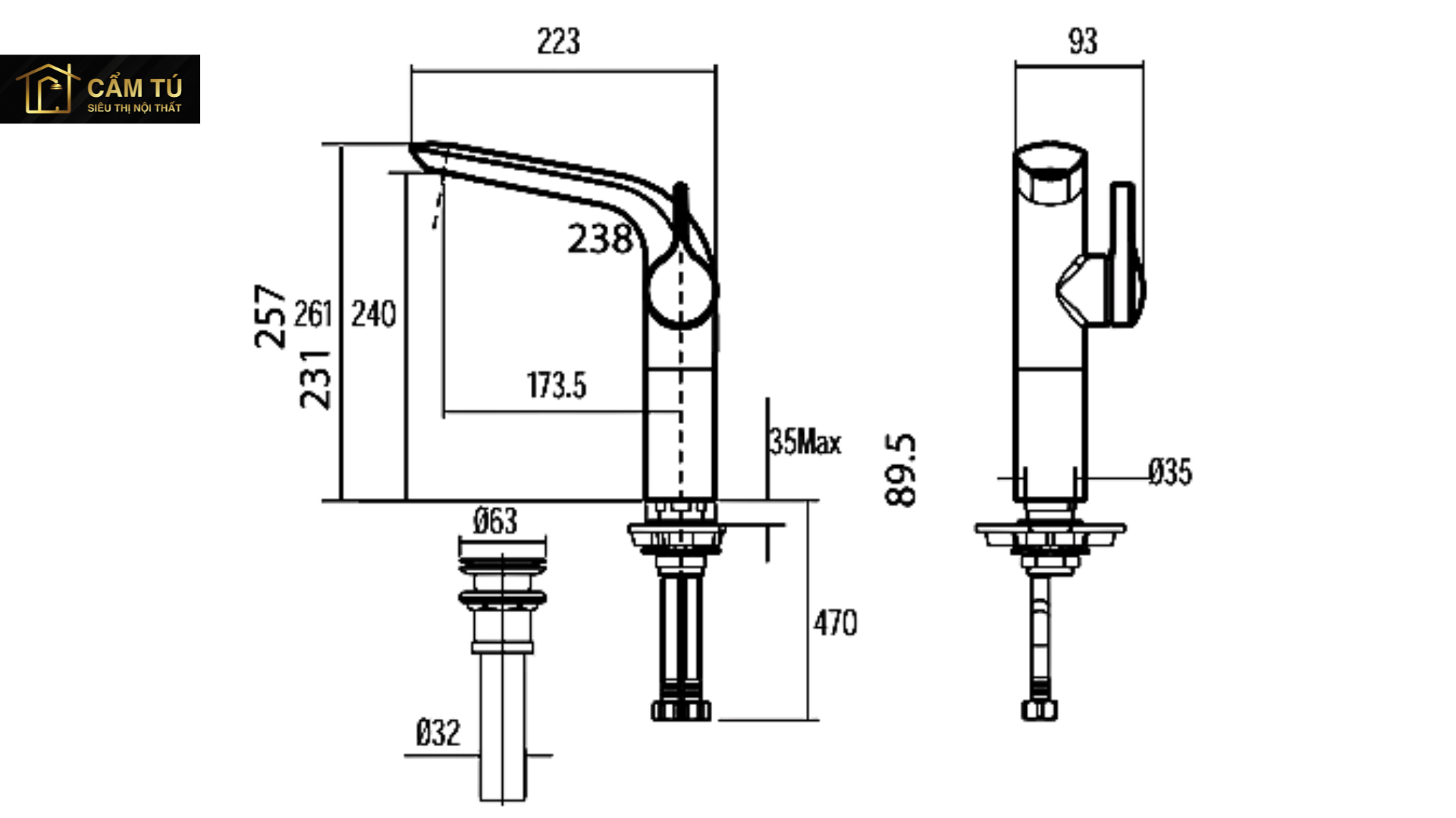 Vòi Lavabo Nóng Lạnh American Standard WF-6802 IDS