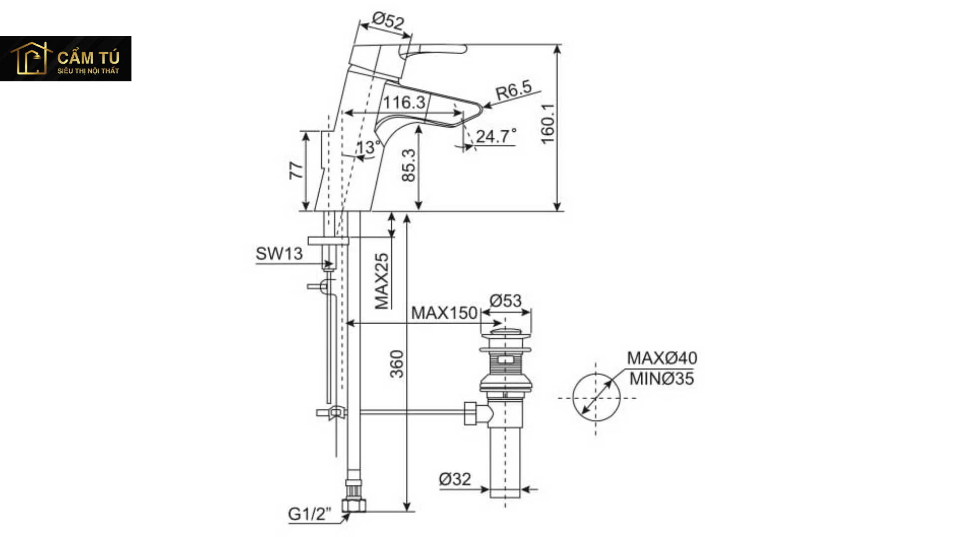 Vòi Lavabo Nóng Lạnh American Standard WF-3907 Active