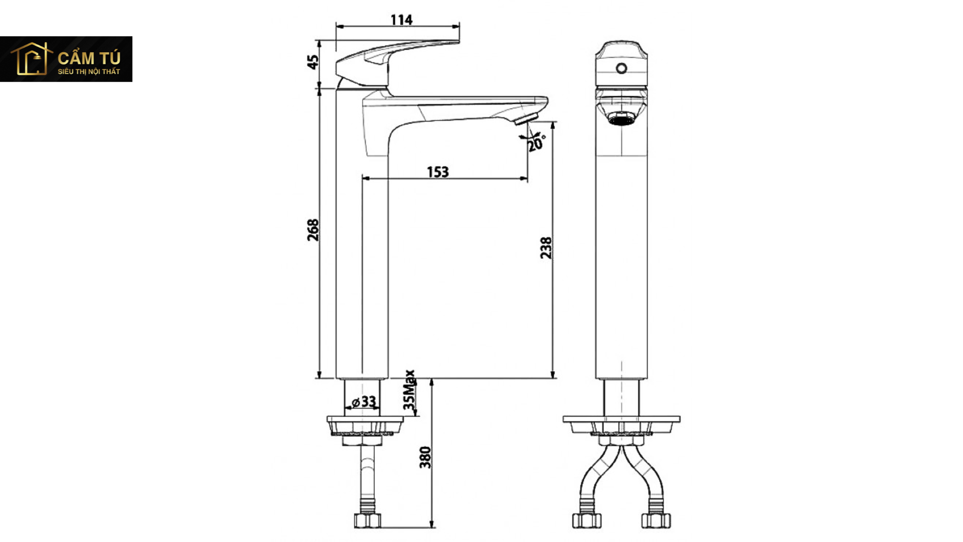 Vòi Lavabo Nóng Lạnh American Standard WF-0902 Milano Cổ Cao
