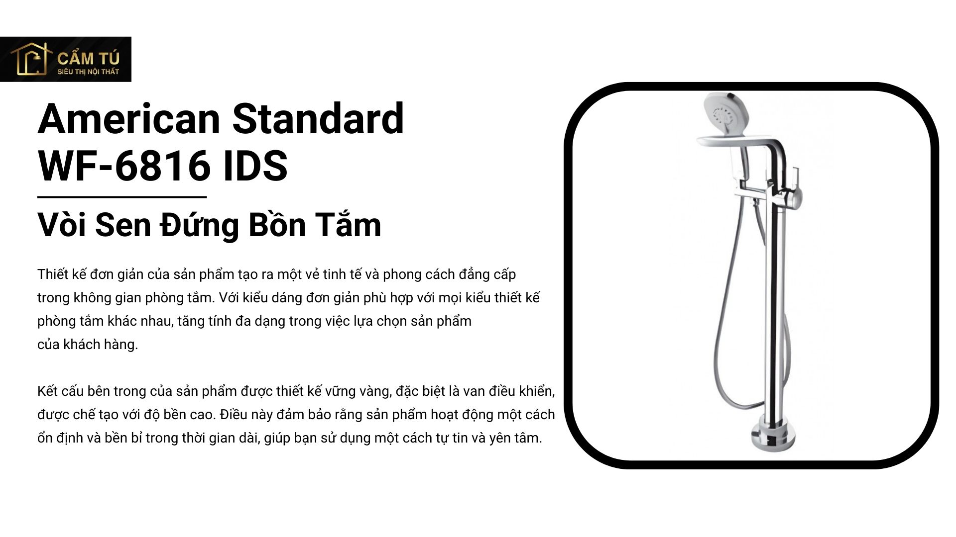 Vòi Sen Đứng Bồn Tắm American Standard WF-6816 IDS Nóng Lạnh