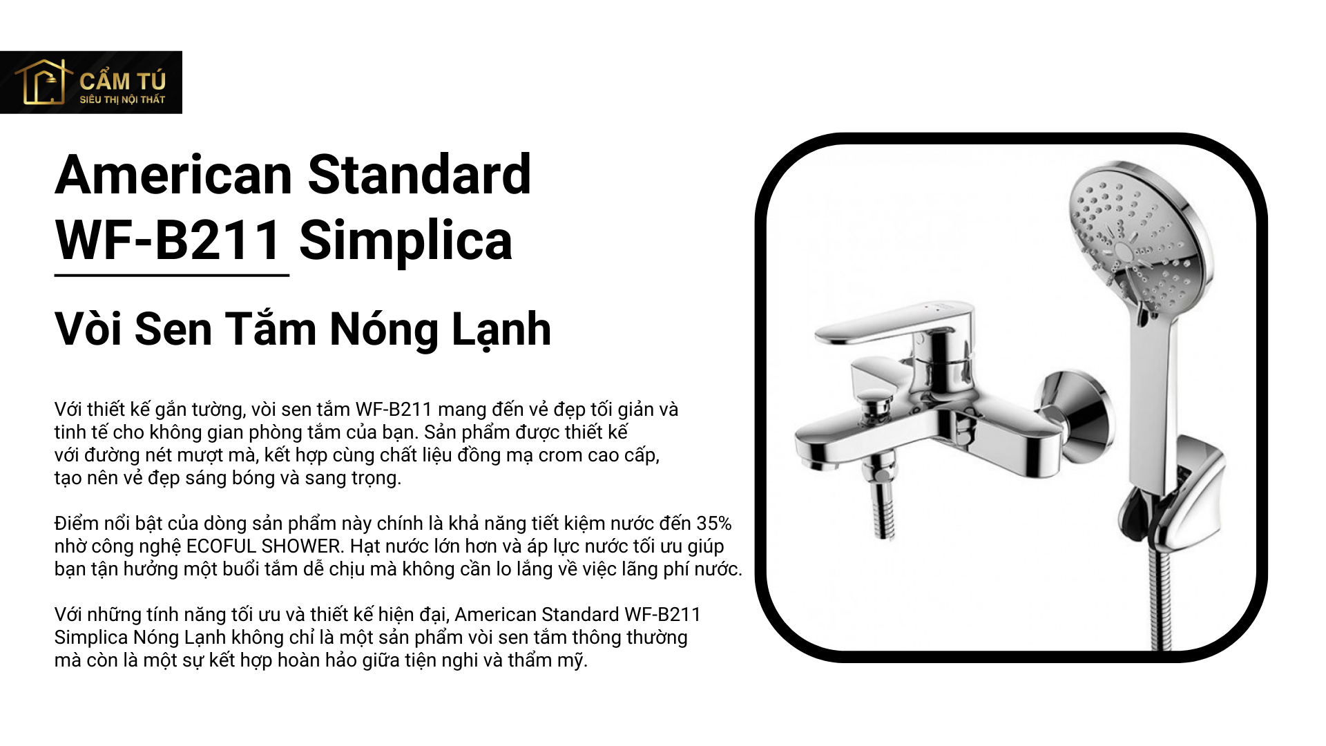 Vòi Sen Tắm American Standard WF-B211 Simplica Nóng Lạnh