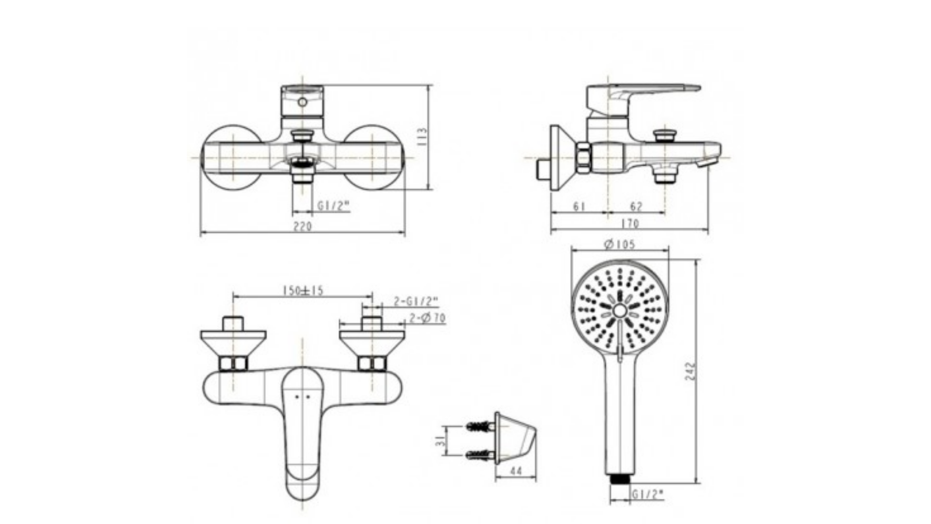 Vòi Sen Tắm American Standard WF-B211 Simplica Nóng Lạnh