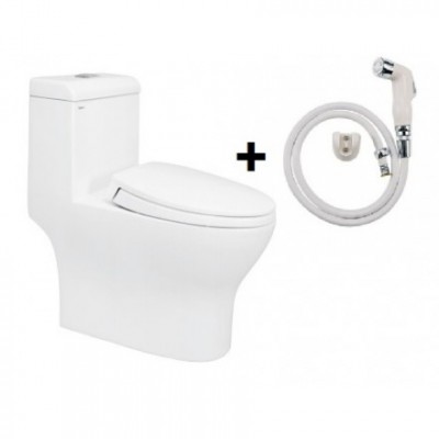 Bồn Cầu Viglacera V45M Nắp V687 Xả Xoáy + Vòi Xịt VG826