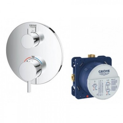 Mặt Bộ Trộn Âm Ổn Nhiệt Grohe Atrio 24135003 + 35600000 Gắn Tường